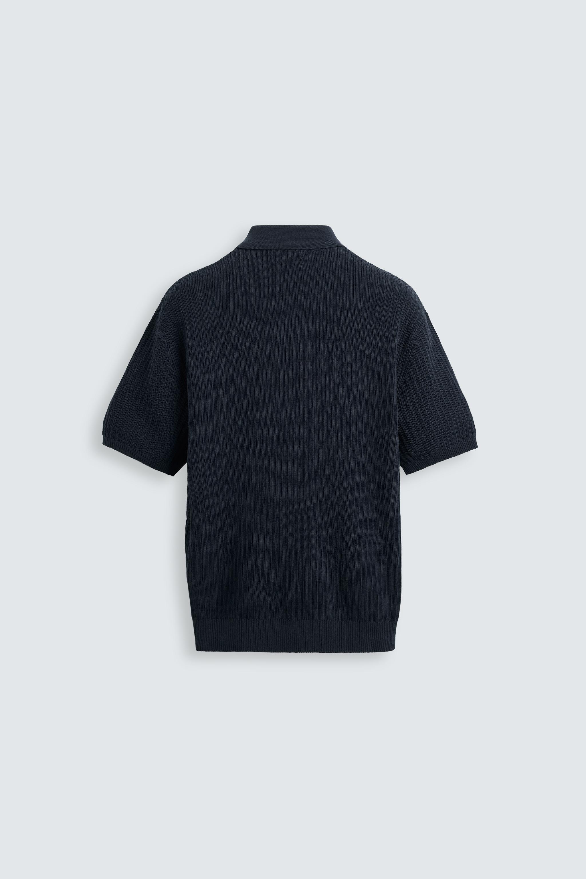 VERTICAL TEXTURED KNIT POLO SHIRT